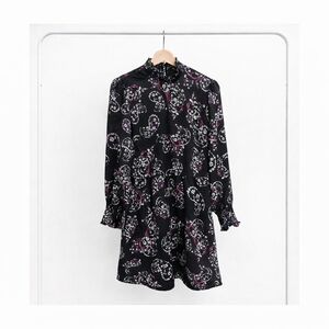 LOFT Floral Black Dress, Size: 4